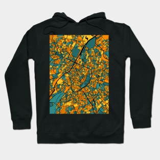 Brussels Map Pattern in Orange & Teal Hoodie